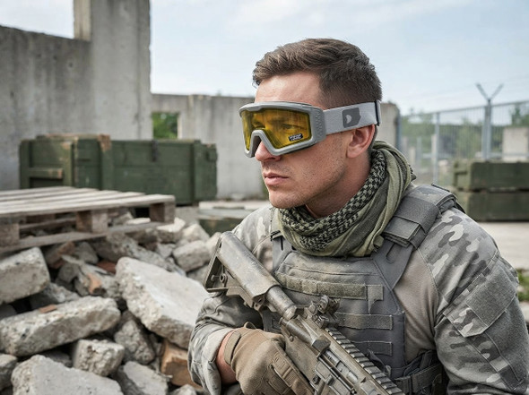 Nuprol - Battle Visor THERMAL Anti-Scratch EN166 Protective Airsoft Goggles in Grey/Yellow