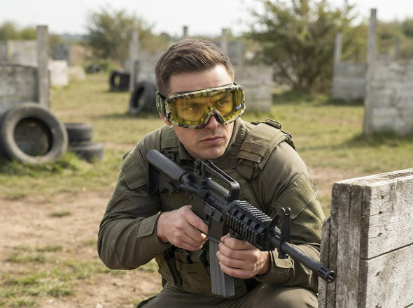 Nuprol - Battle Visor THERMAL Anti-Scratch EN166 Protective Airsoft Goggles in Camo/Yellow