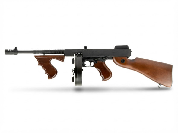 Cybergun Thompson M1928 "Chicago Typewriter" AEG Airsoft Rifle with Fixed Stock in Wood