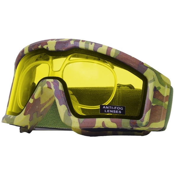 Nuprol - Battle Visor RX EN166:2001 Anti-Fog Protective Airsoft Eyewear with Optical Insert in Camouflage/Yellow