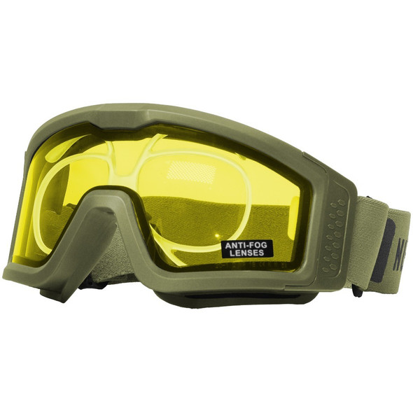 Nuprol - Battle Visor RX EN166:2001 Anti-Fog Protective Airsoft Eyewear with Optical Insert in Olive Drab Green/Yellow