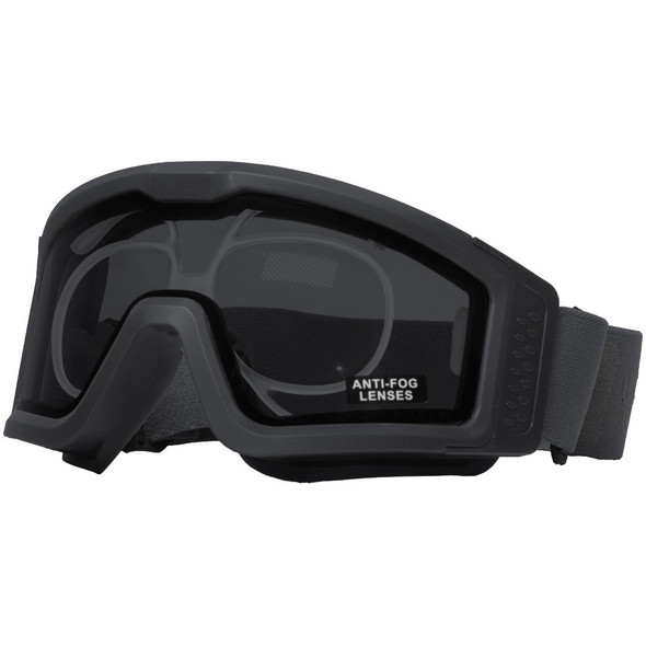 Nuprol - Battle Visor RX EN166:2001 Anti-Fog Protective Airsoft Eyewear with Optical Insert in Black/Smoked