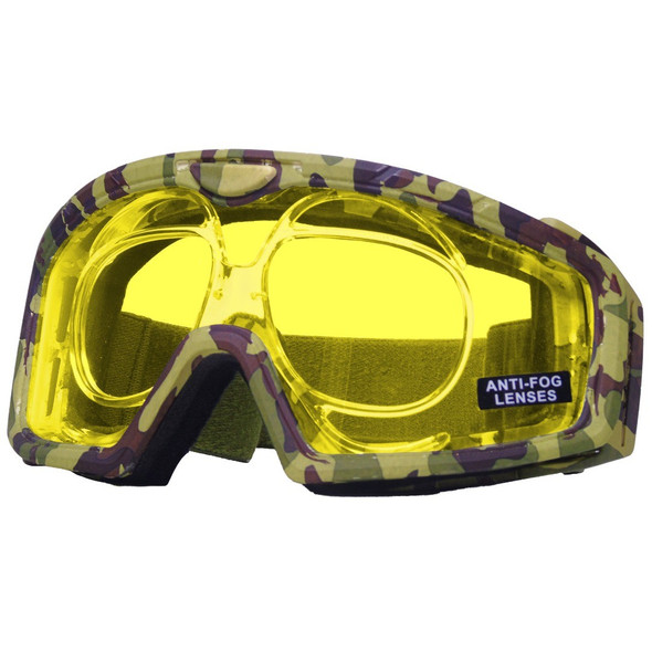 Nuprol - Battle Visor RX EN166:2001 Anti-Fog Protective Airsoft Eyewear with Optical Insert in Camouflage /Yellow