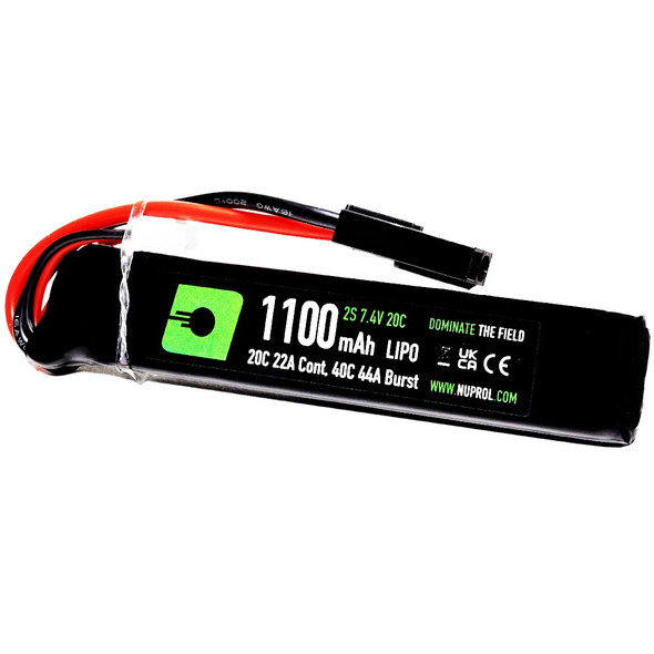 Nuprol 1100mAh 7.4V 20C LiPo Airsoft Stick Battery with Small Tamiya Connector