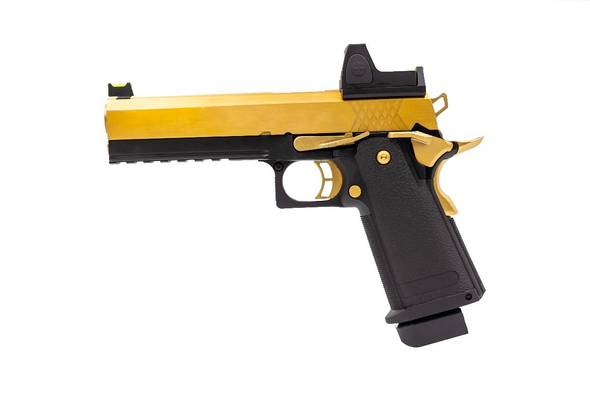 Raven Hi Capa 5.1 Gas Blowback Airsoft Pistol in Gold with BDS Sight