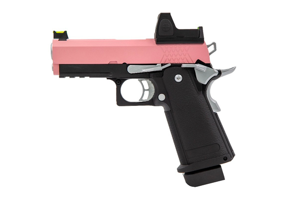 Raven Gas Blowback Hi-capa 3.8 Pro Airsoft Pistol in Pink with BDS Sight