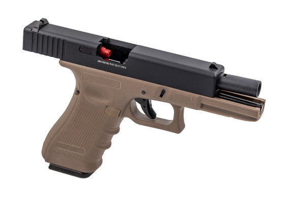 Nuprol Raven EU17 Gas Blowback Airsoft Pistol in Tan with Black Top Slide