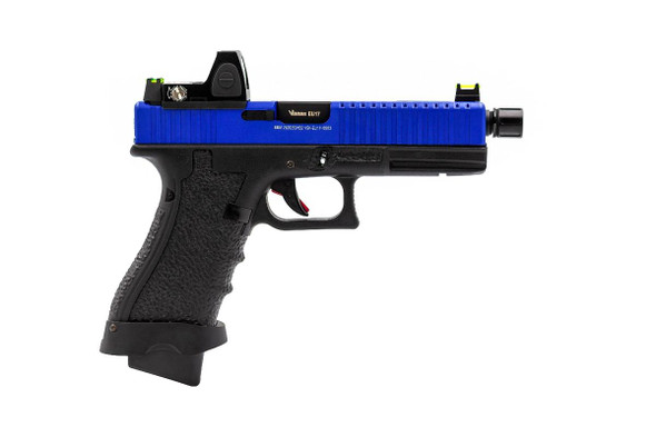 Vorsk EU17 Tactical Gas Blowback Airsoft Pistol in Blue with BDS Sight