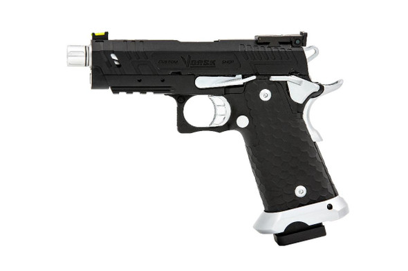 Vorsk CS Hi Capa Vengeance Compact Gas Blowback Airsoft Pistol in Silver & Black