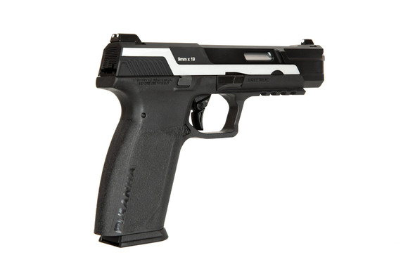 G&G Armament Piranha MK I Gas Blowback Airsoft Pistol in Black & Silver