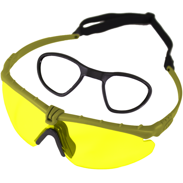 Nuprol Battle Pro’s Anti-Fog Protective Eyewear with Insert– Green Frame / Yellow Lens