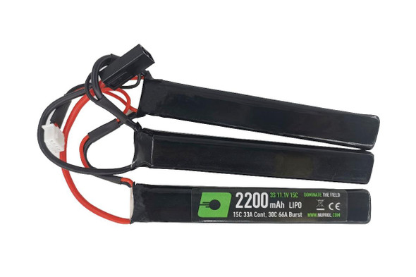 Nuprol 2200mAh 11.1V 15C LiPo Nunchuck Airsoft Battery with Deans Connector