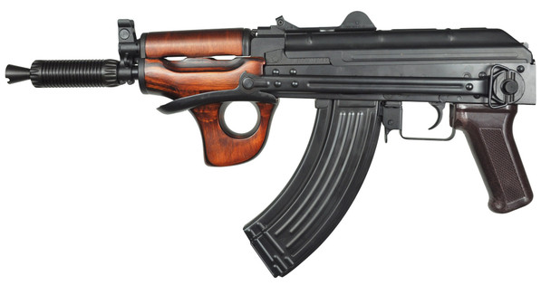 LCT Airsoft LCKMSU AK47 AEG Airsoft Rifle with Folding Stock in Wood Finish