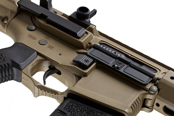 Ares Amoeba "Stubby" Honey Badger Airsoft AEG Rifle with Extendable Stock in Tan & Blue