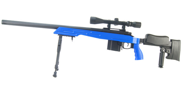 Well MB4413 Elite Airsoft Sniper Rifle with Fully Adjustable stock in Two-Tone Blue