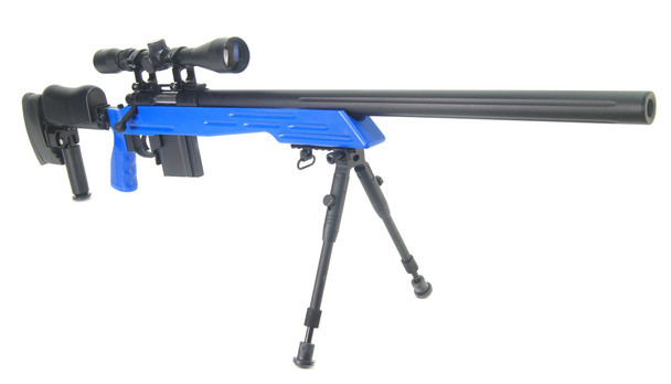 Well MB4413 Elite Airsoft Sniper Rifle with Fully Adjustable stock in Two-Tone Blue