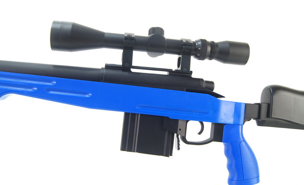Well MB4413 Elite Airsoft Sniper Rifle with Fully Adjustable stock in Two-Tone Blue