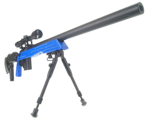 Well MB4413 Elite Airsoft Sniper Rifle with Fully Adjustable stock in Two-Tone Blue