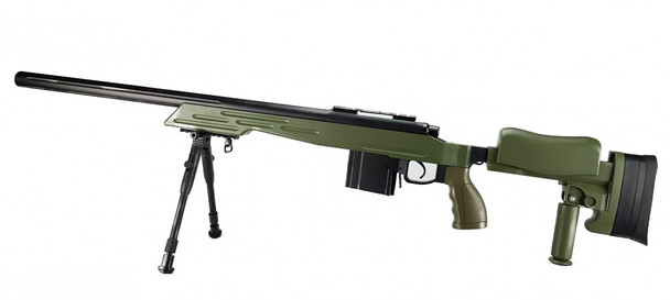 Well MB4413 Elite Airsoft Sniper Rifle with Fully Adjustable stock in Two-Tone Green