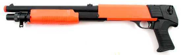 Double Eagle M56B Pump Action Tri-Shot Airsoft Shotgun in Orange