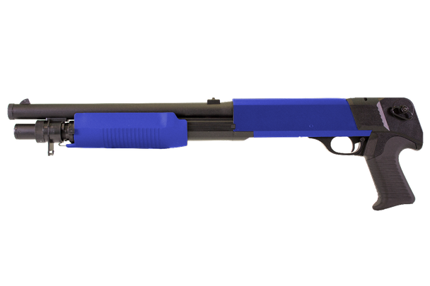 Double Eagle M56B Pump Action Airsoft Shotgun Tri Shot in Blue