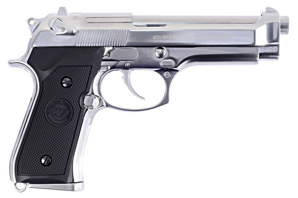 WE Tech M92 GEN 2 Gas Blowback Airsoft Pistol in Chrome/Silver