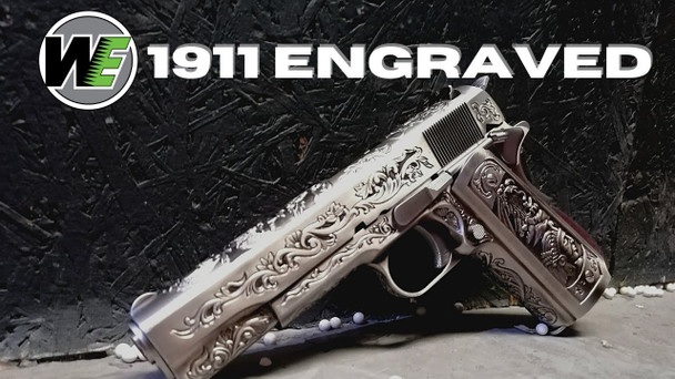 WE 1911 Floral Engraved ‘Mehico Druglord’ Gas Blowback Airsoft Pistol in Silver