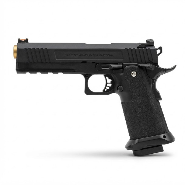 EMG / Salient Arms RED-H Hi-Capa Training Weapon - Gold barrel, left profile with textured grip