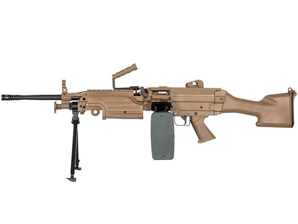 A&K M249 MKII Airsoft Rifle in Desert Tan