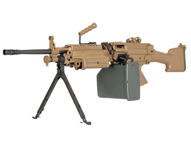 A&K M249 MKII Airsoft Rifle in Desert Tan
