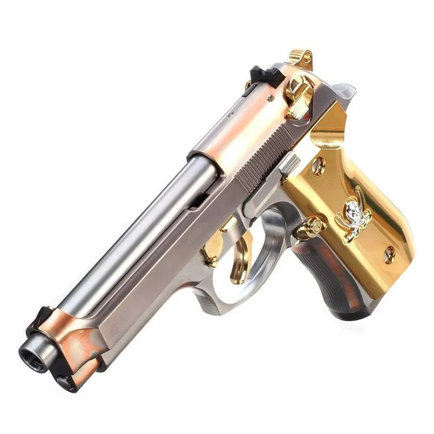 WE M92F Calico Jack Gas Blowback Airsoft Pistol in Chrome & Gold