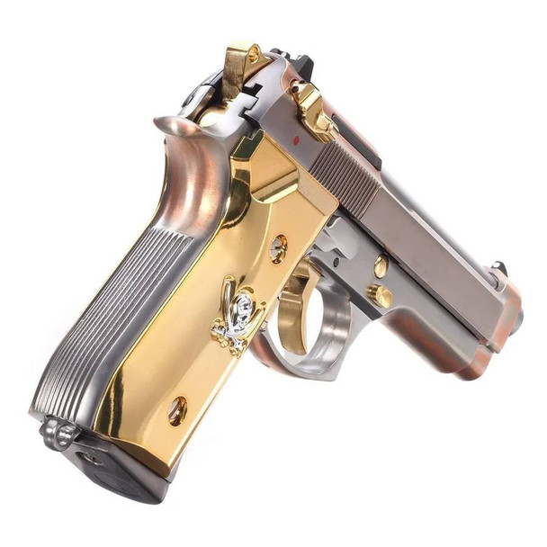 WE M92F Calico Jack Gas Blowback Airsoft Pistol in Chrome & Gold