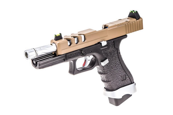 Vorsk EU17 Tactical Gas Blowback Airsoft Pistol with Desert Tan Top Slide