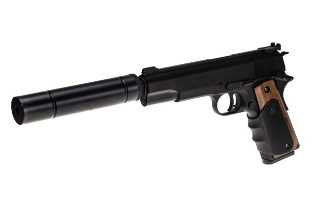 Vorsk VX-9 Agency Gas Blowback Airsoft Pistol with Silencer in Black Vorsk VX-9 Agency Gas Blowback Airsoft Pistol with Silencer in Black