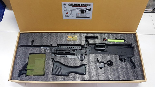 JG Works Full Metal M240 Medium Support Airsoft AEG Machine Gun with Metal Bipod in Black