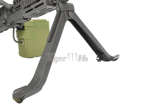 JG Works Full Metal M240 Medium Support Airsoft AEG Machine Gun with Metal Bipod in Black
