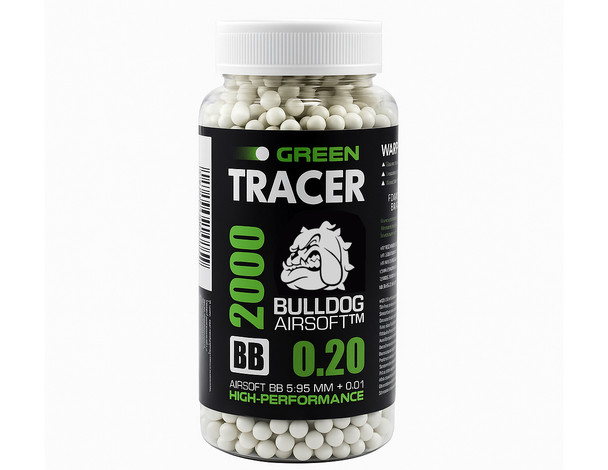 Bulldog Tracer Airsoft BB Pellets 2000 X 0.20G Bottle in Green