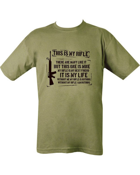Kombat UK - Mens Military Printed This is my Rifle T-Shirt in Olive Green
