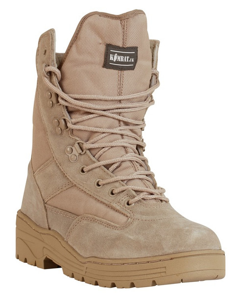 Kombat UK - Half Suede Half Cordura Anti-Slip Patrol Boots for Army Cadets Military in Desert Tan