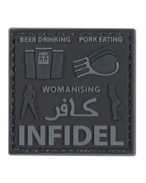 Kombat UK - PVC Tactical Patch Pork Infidel with Velcro Back in Black