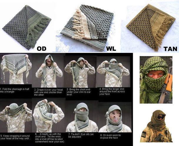 Kombat UK - Arab Shemagh SAS Kafiya Tactical Scarf in Green Rifle Pattern