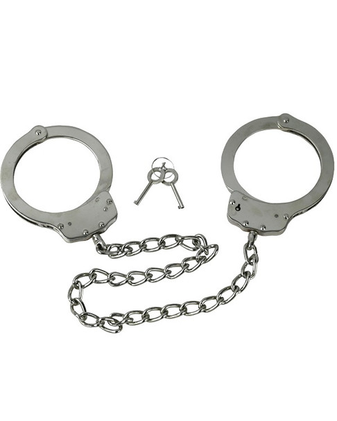 Kombat UK - Heavy Duty 67cm Long Police Leg Cuffs with 2 Universal Keys in Silver