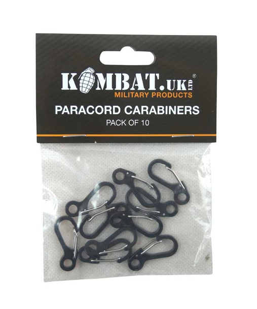 Kombat UK - Metal Paracord Carabiners in Black - Pack of 10