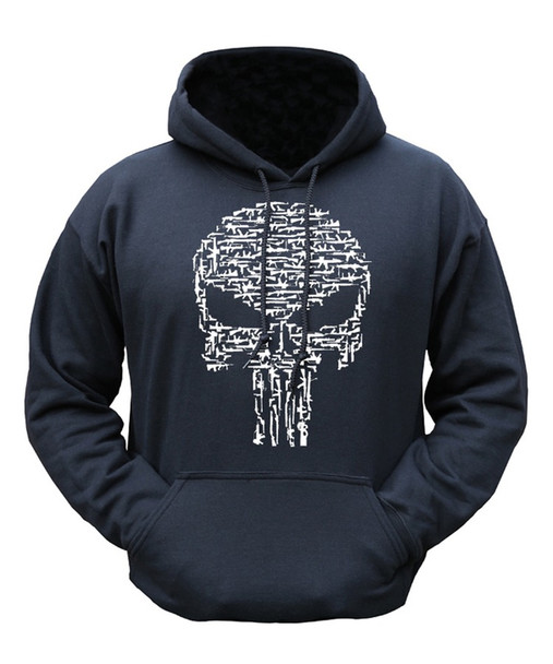 Kombat UK - Skull / Guns Print Hoodie in Tactical Black
