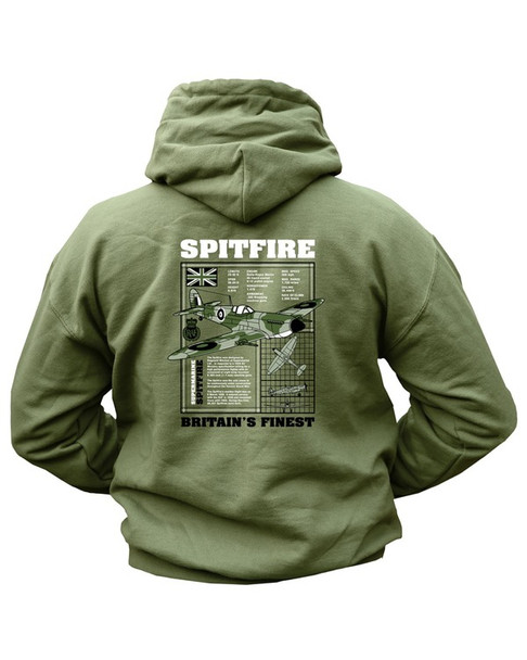 Kombat UK - Spitfire Double Print Hoodie in Olive Green