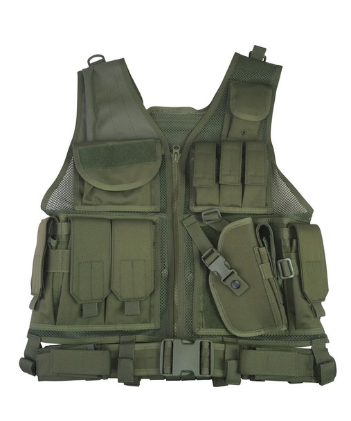Kombat Uk Cross Draw Adjustable Tactical Vest in Army Green