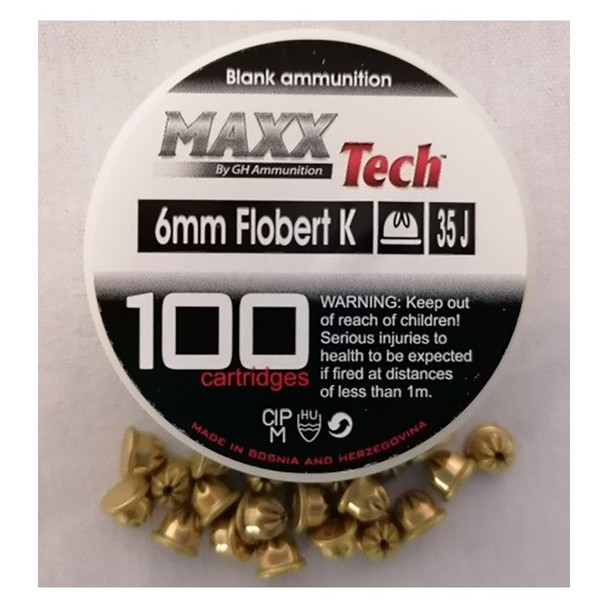 MAXX Tech 6mm x 100 Flobert K35 Blank Firing Ammunition for ROHM RG-3 Starting Pistol