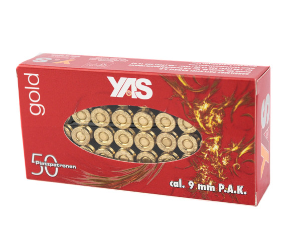 YAS Gold 9mm Shootings Blank Cartridges - Pack of 50 Rounds