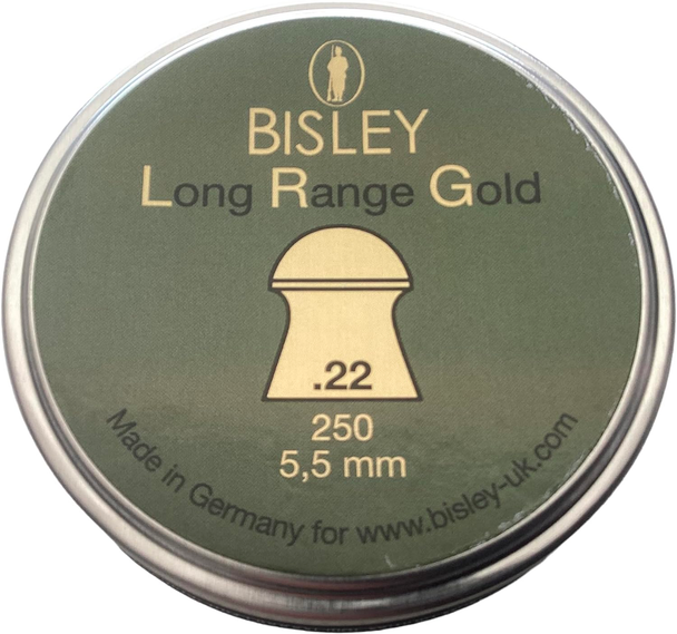 Bisley Long Range Gold .22 - 5.5mm Domed Air Rifle Pellets (Tin of 250 Pcs)