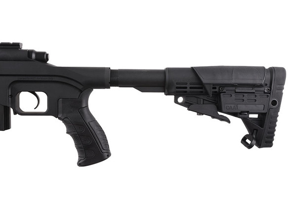 King Arms MDT LSS Gas Airsoft Sniper Rifle with Adjustable Stock in Tactical Black